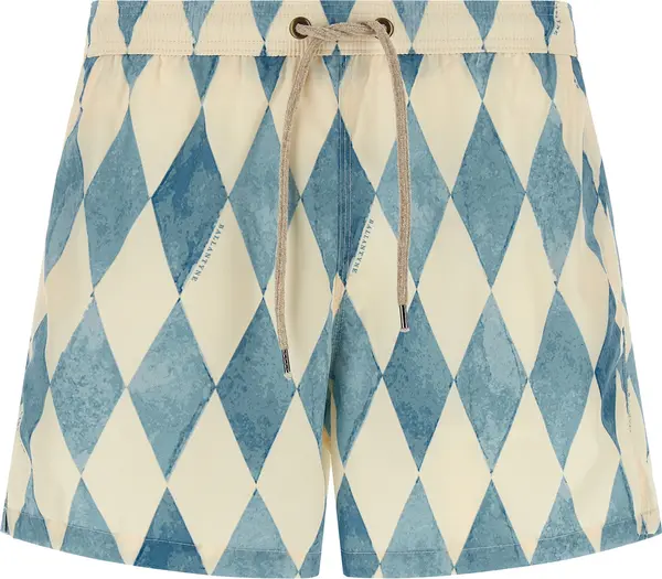 Blue Polyester Swim Shorts