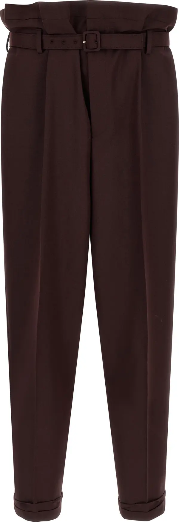 Purple Wool Casual Pants