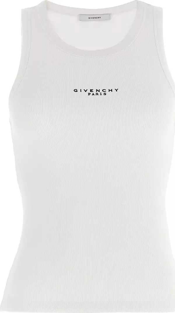 White Cotton Sleeveles T-Shirt