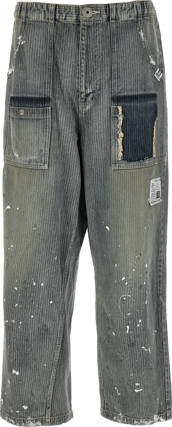 Blue Cotton Tapered Jeans