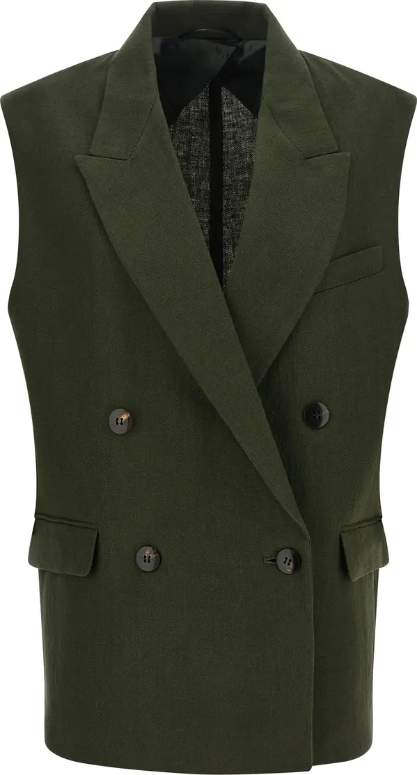 Bicolor Linen Sleeveless Jacket