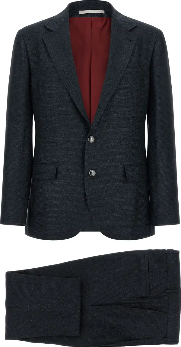 Blue Silk Two-Piece Suit