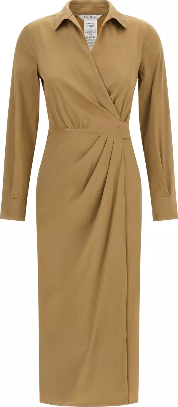 Beige Cotton Midi Dress