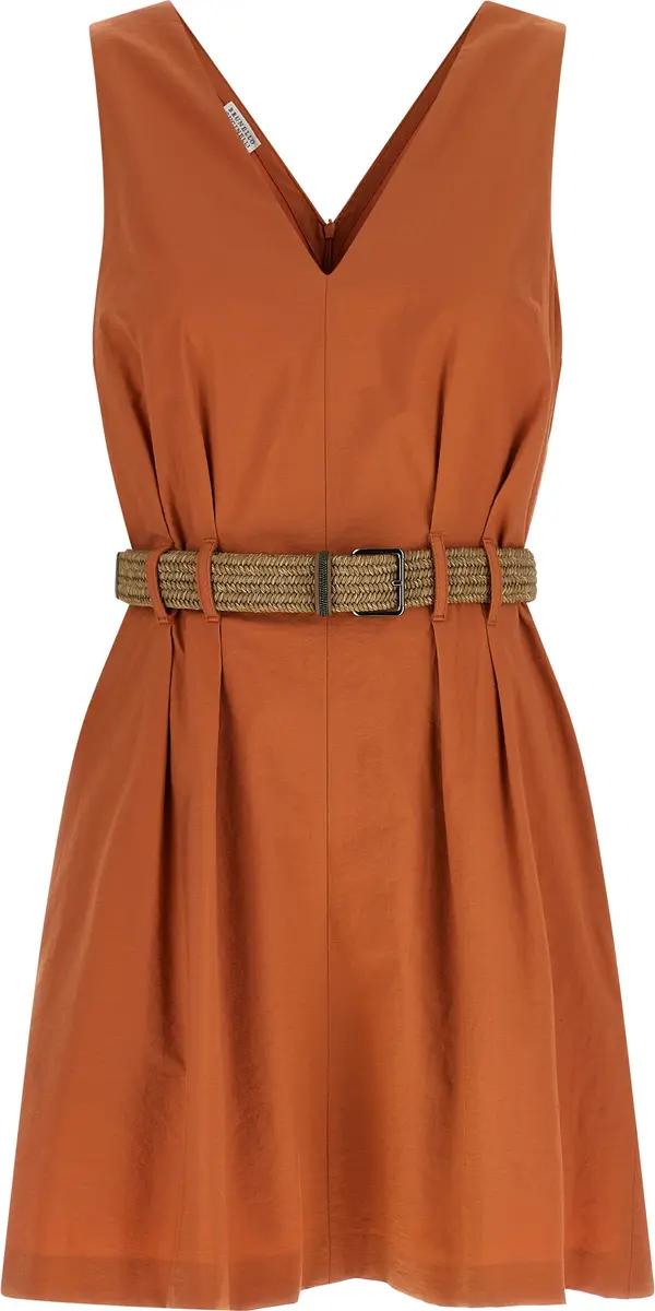 Orange Cotton Short Dress