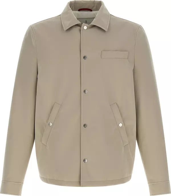 Gray Polyester Full-Length Jacket