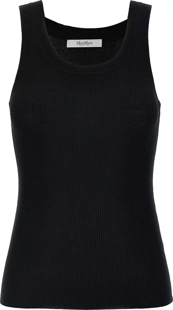 Black Virgin Wool Sleeveles T-Shirt