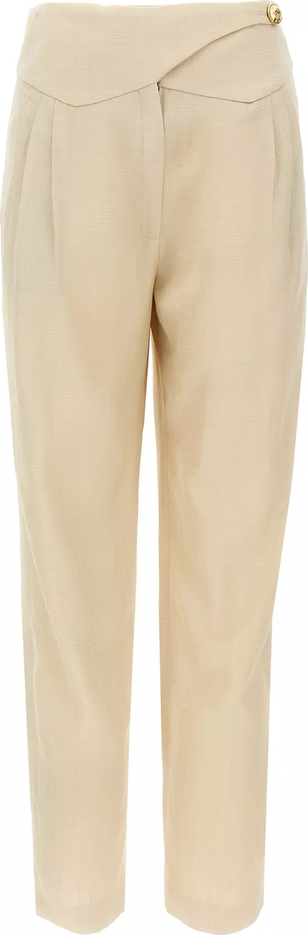 Beige Viscose Dress Pants
