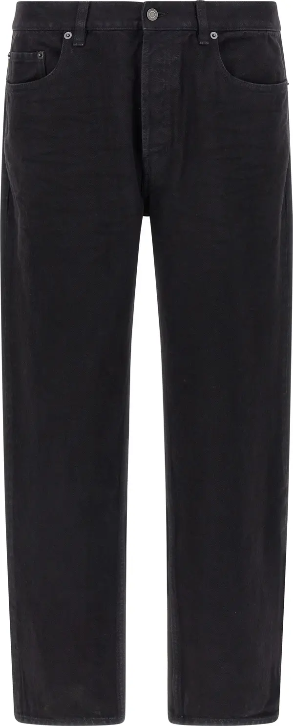 Black Cotton Straight-Leg Jeans