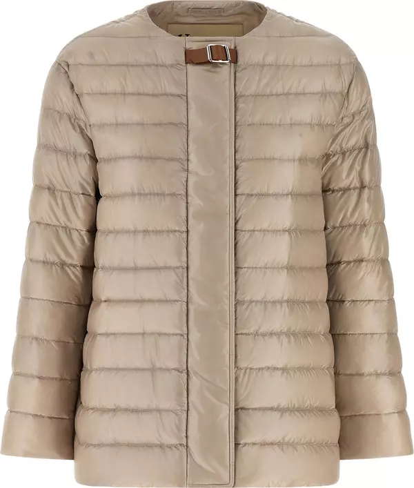 Beige Polyamide Full-Length Jacket