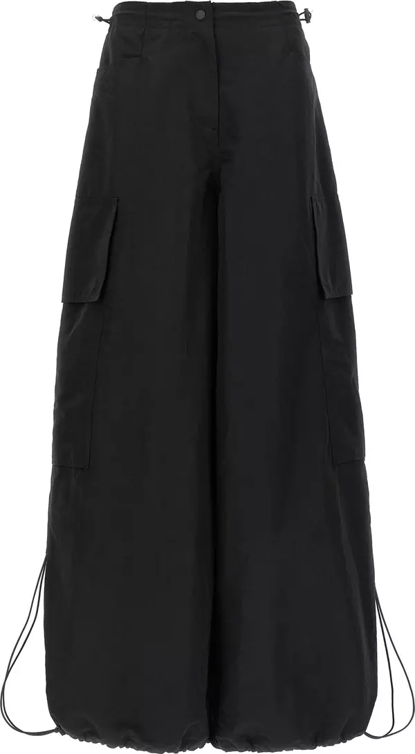 Black Polyamide Casual Pants