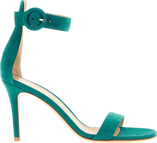 Bicolor Suede Leather Stiletto Heel Sandals