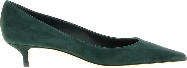 Bicolor Leather Mid Heel Pumps