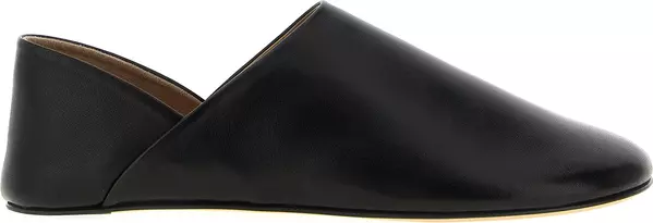 Black Lamb Leather Mules
