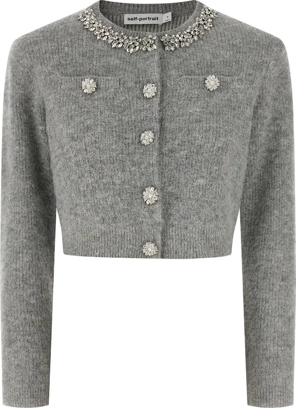 Gray Polyester Cardigan