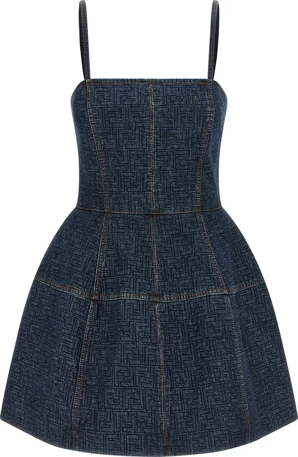 Blue Cotton Short Dress