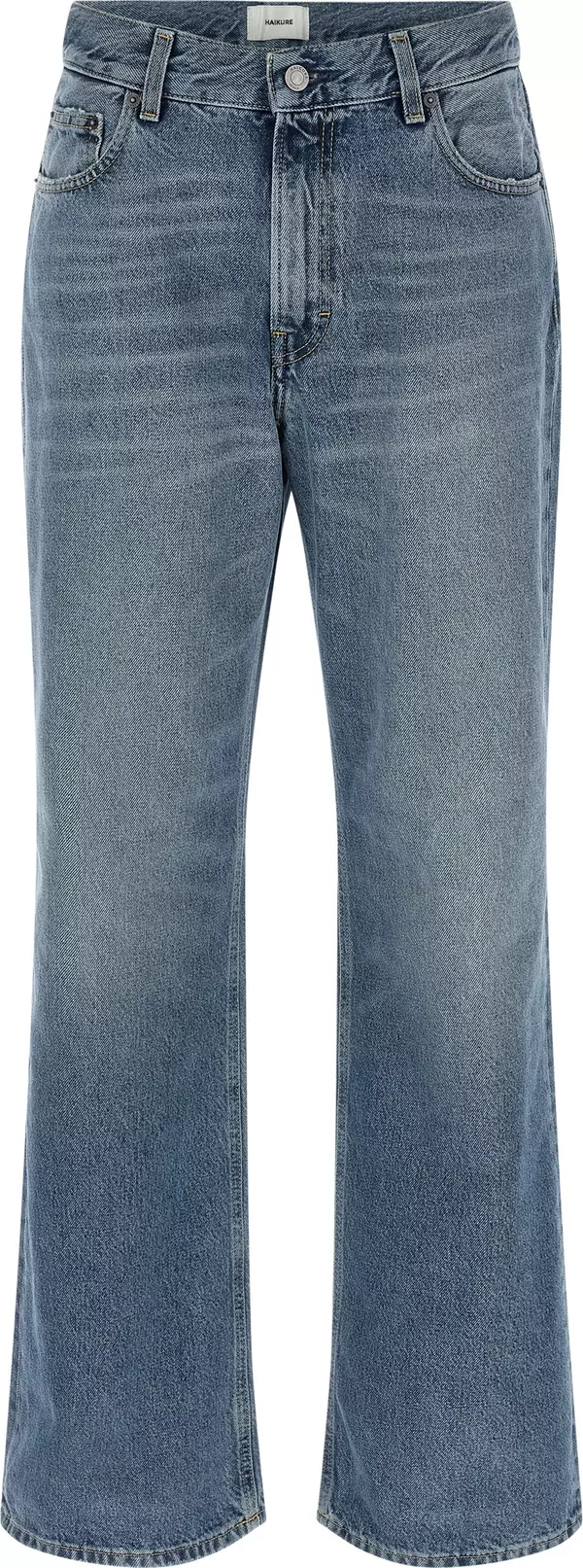 Blue Cotton Straight-Leg Jeans