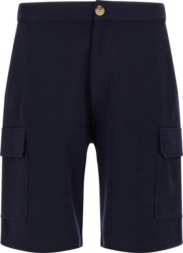 Blue Cotton Bermuda Shorts