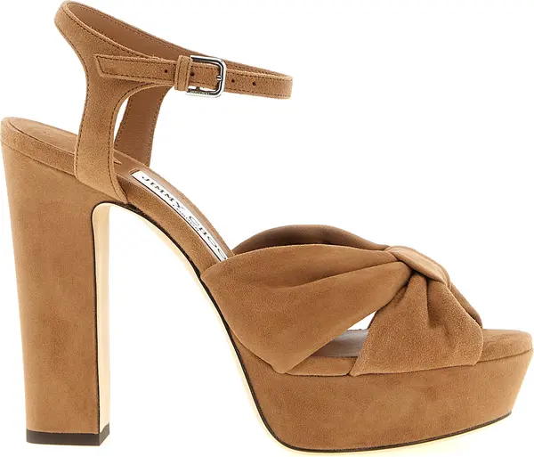 Brown Leather Stiletto Heel Sandals