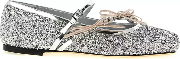 Silver Tencel Ballet Flats