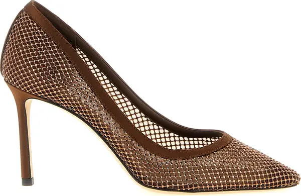 Brown Tencel High Heel Pumps