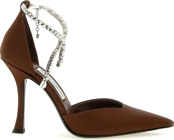 Brown Tencel High Heel Pumps