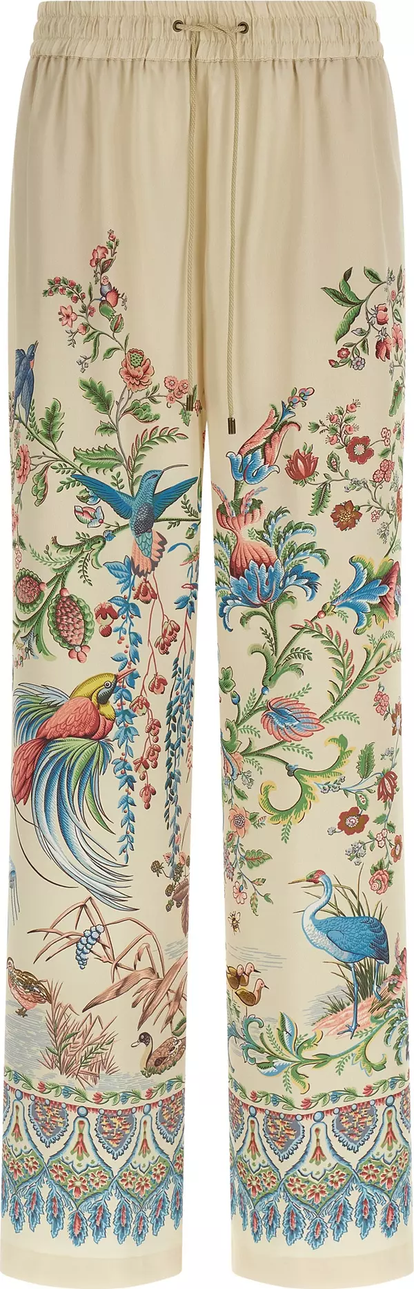 Beige Polyester Casual Pants