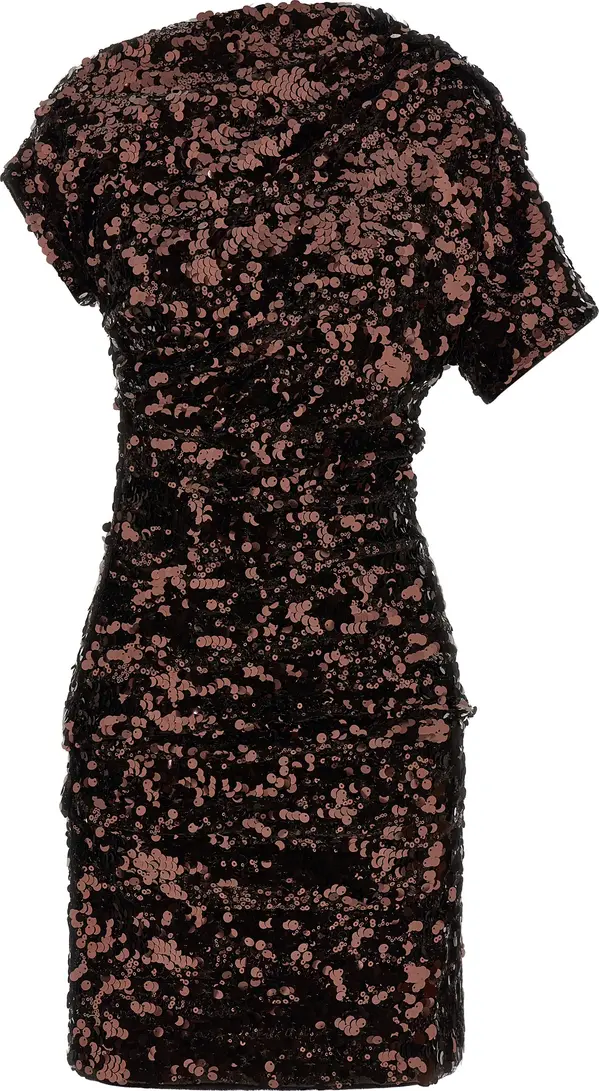 Brown Polyester Short Dress