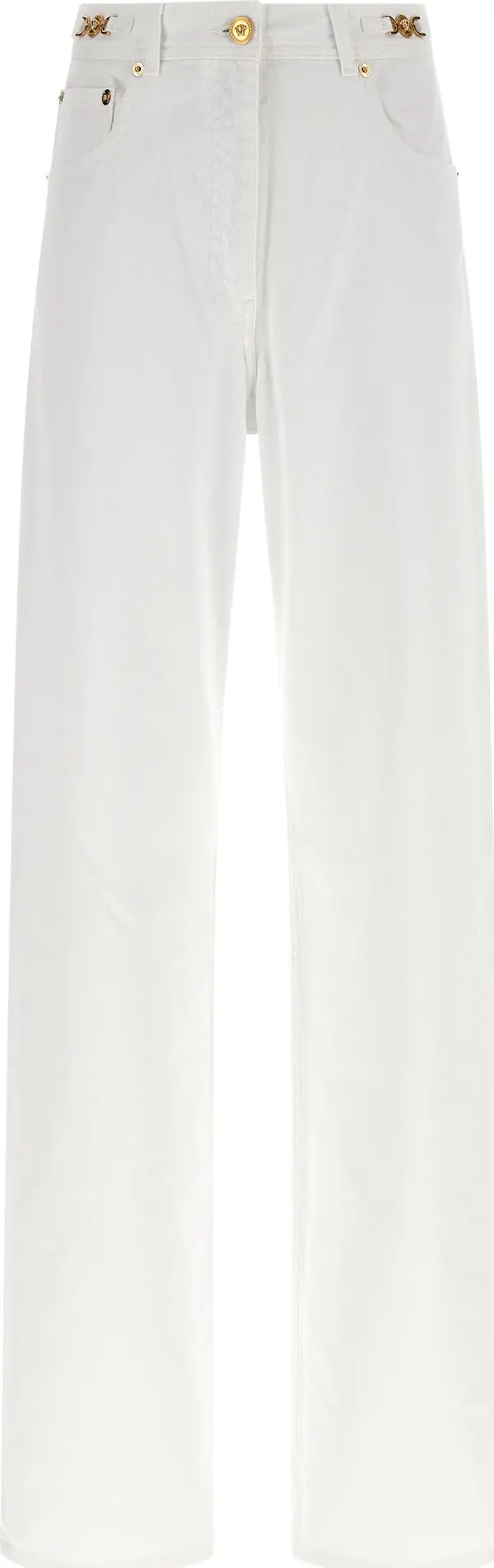 White Cotton Straight-Leg Jeans