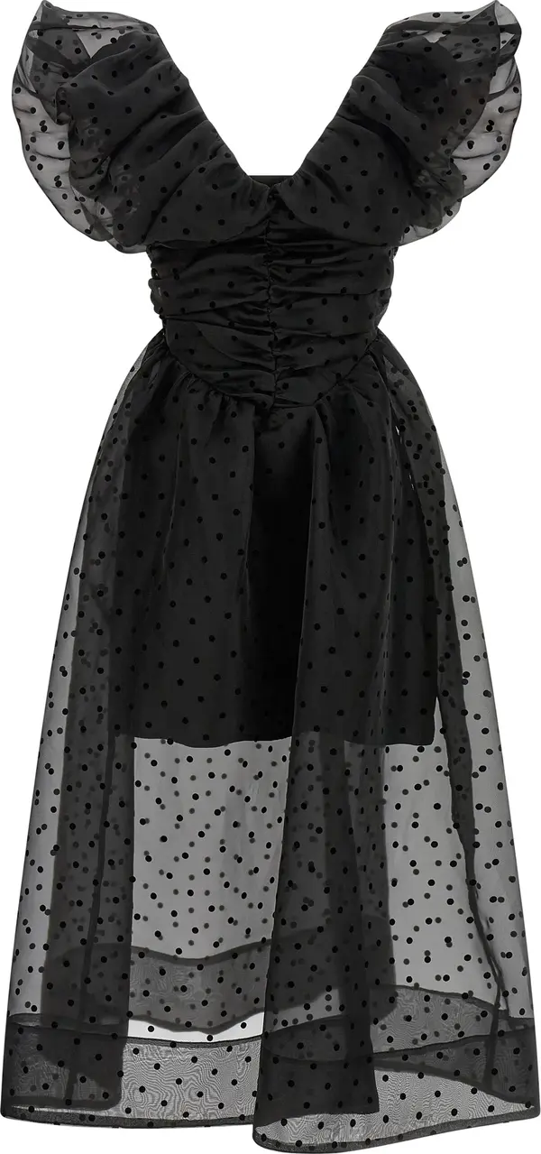 Black Recycled Polyester Midi Dress