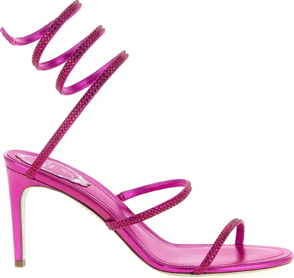 Fuchsia Viscose Stiletto Heel Sandals