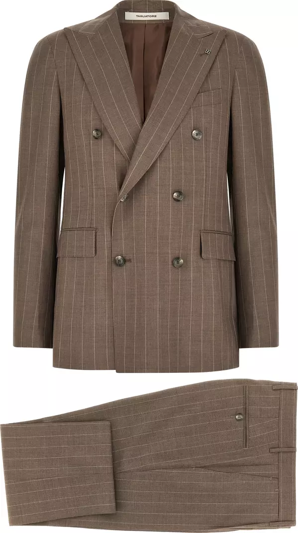 Brown Virgin Wool Two-Piece Suit