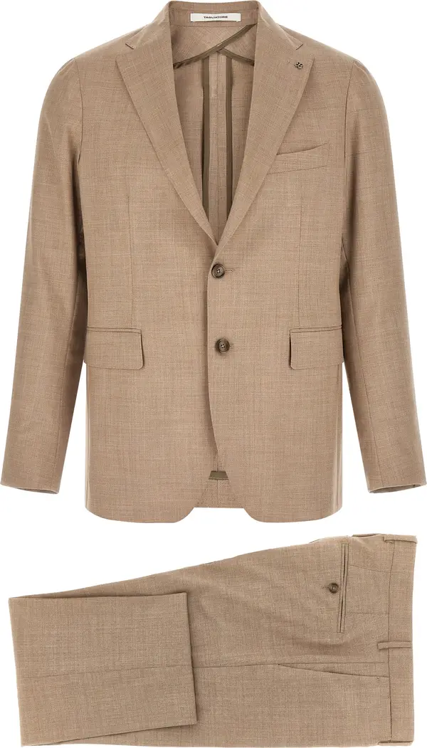 Beige Virgin Wool Two-Piece Suit