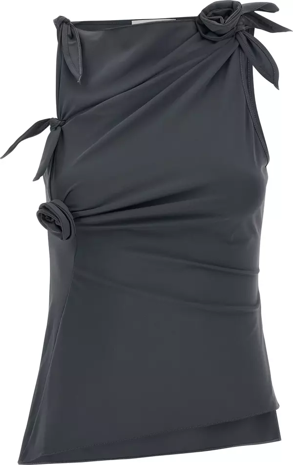 Gray Polyamide Tank Tops