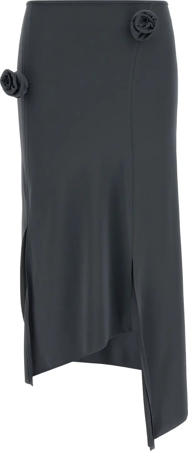 Gray Polyamide Midi Skirt