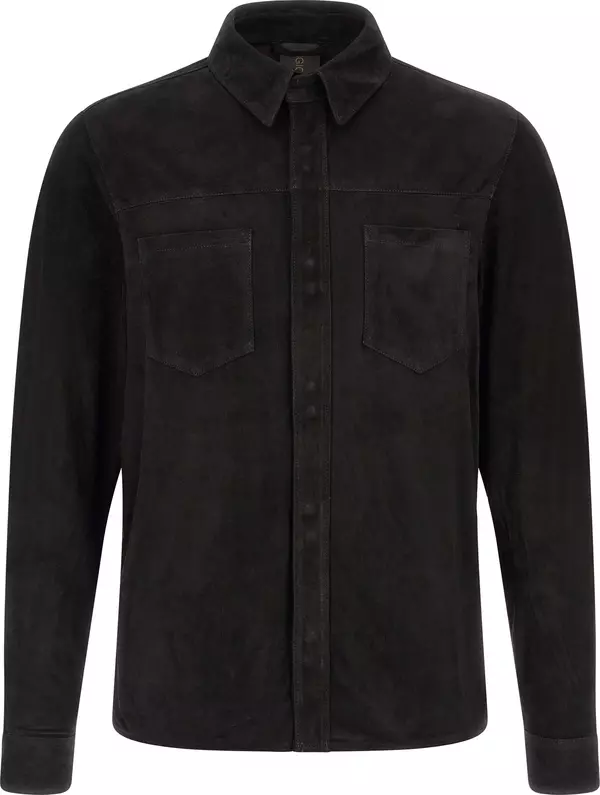 Black Suede Leather Blouse