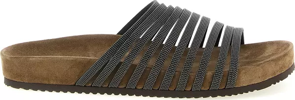 Black Lamb Leather Slides