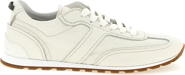 White Goatskin Athletic Sneakers