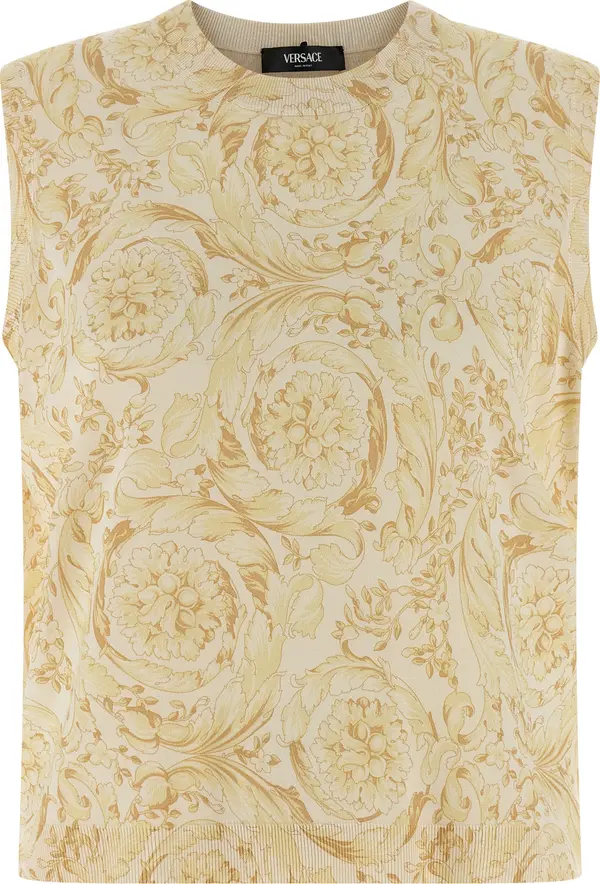 Bicolor Silk Sleeveless Jacket