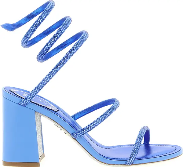 Blue Viscose Stiletto Heel Sandals