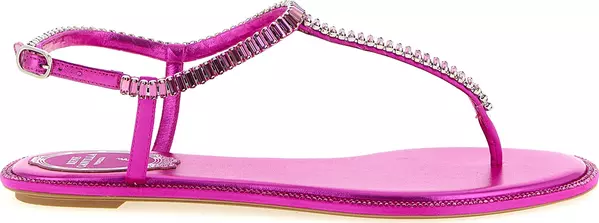Fuchsia Viscose Flat Sandals