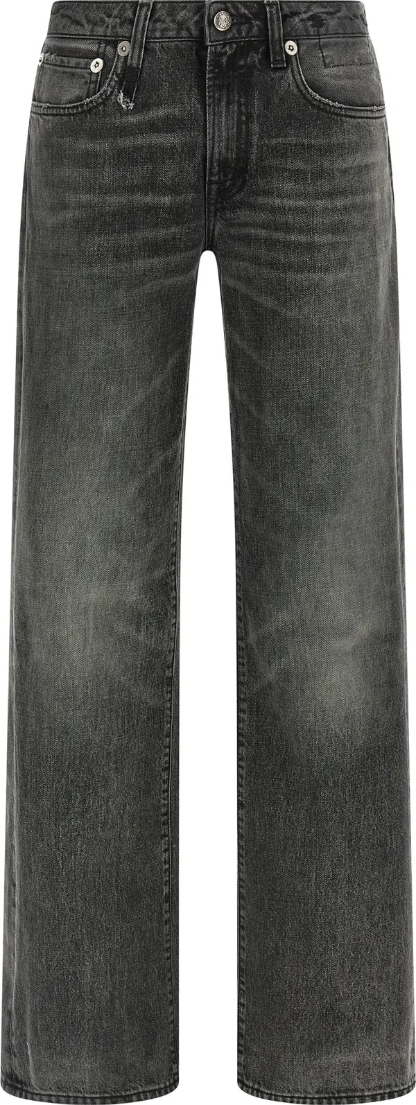 Gray Cotton Straight-Leg Jeans