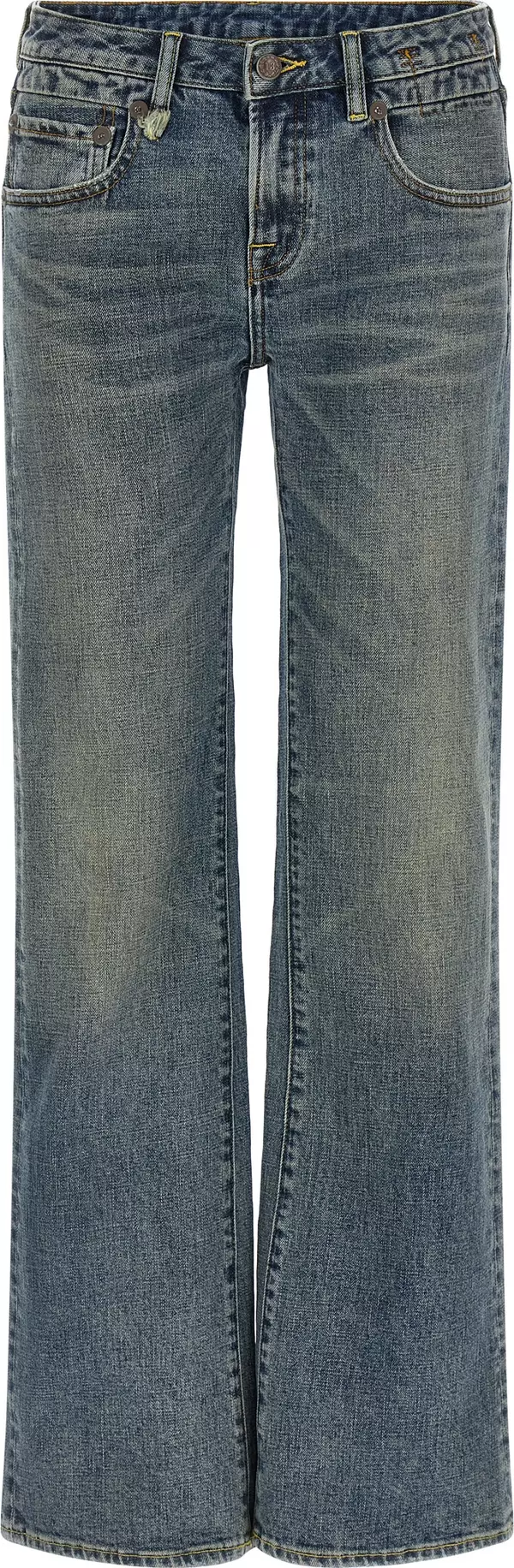 Blue Cotton Flared Jeans