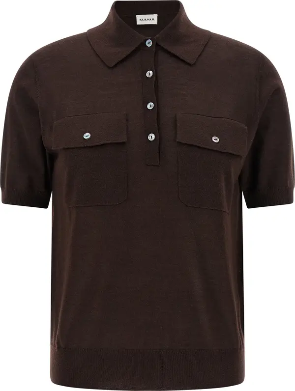 Brown Wool Polo Shirt