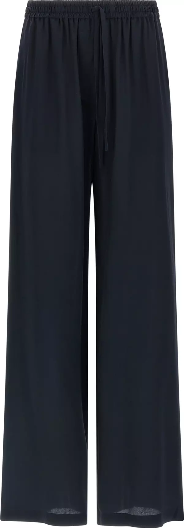 Blue Silk Casual Pants