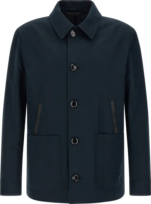 Blue Linen Full-Length Jacket