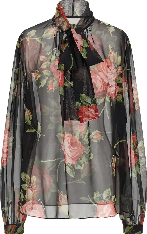 Black Silk Pattern Shirt