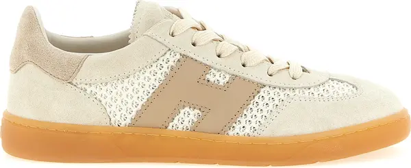 Beige Cotton Low Top Sneakers