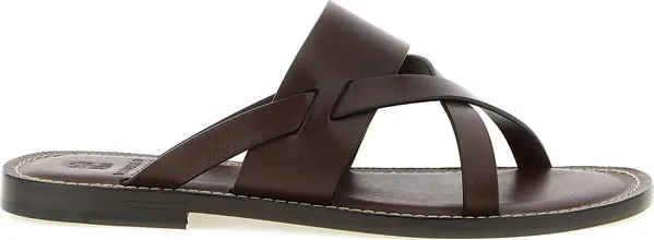 Brown Calfskin Slides