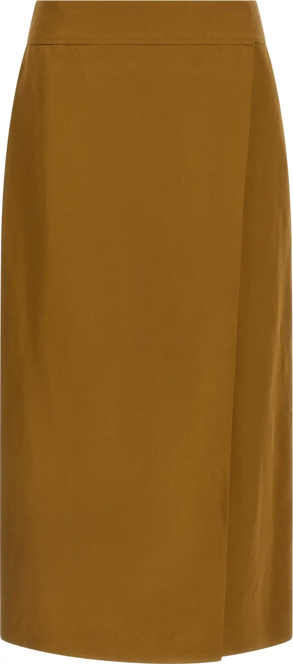 Brown Viscose Midi Skirt