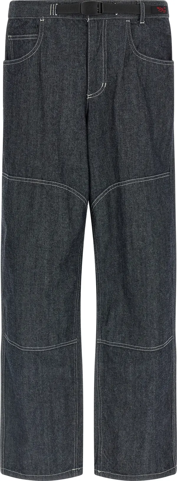 Blue Cotton Straight-Leg Jeans